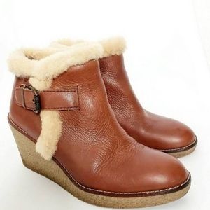 Sam Edelman Jayla Leather Fur Trim Ankle Boot